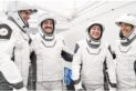 Sophie Adenot pose aux côtés de l’équipage de la mission Crew-12 avant le décollage vers la Station spatiale internationale, 13 février 2026.