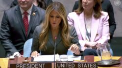 Melania Trump préside une séance du Conseil de sécurité des Nations unies consacrée aux enfants dans les conflits armés, à New York le 3 mars.Unies