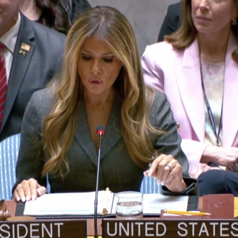 Melania Trump préside une séance du Conseil de sécurité des Nations unies consacrée aux enfants dans les conflits armés, à New York le 3 mars.Unies