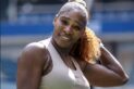 Serena Williams smiling during her match with Maria Sakkari in the USTA Billie Jean King National Tennis Center's Arthur Ashe Stadium during the 2020 US Open Date