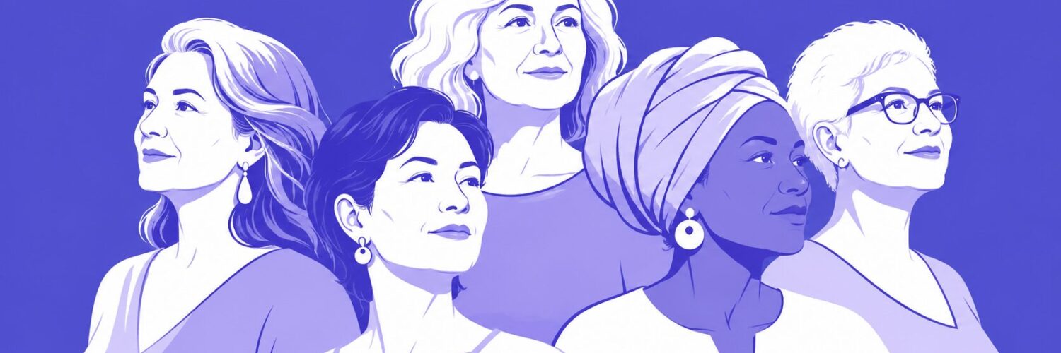 Illustration de femmes d’âges et de profils différents pour un article sur le traitement hormonal de la ménopause en France