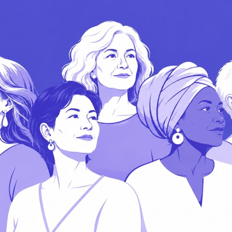 Illustration de femmes d’âges et de profils différents pour un article sur le traitement hormonal de la ménopause en France