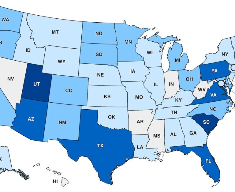 Carte des États-Unis présentant, par État, les cas confirmés de rougeole chez les résidents américains en 2026, selon les données disponibles au 23 juillet.